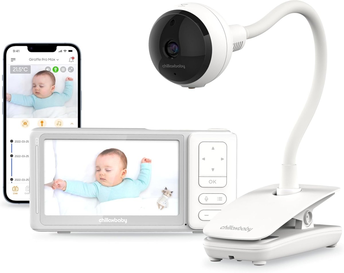 CHILLAX Giraffe Pro Max Baby Monitor – Video Baby Monitor with Full HD 1080p Camera and 5” 720P Video Parent Unit, Privacy Protection Switch, Auto Dimming LED, Gooseneck, 2 - Way Audio, Night Vision - LittleTreasures