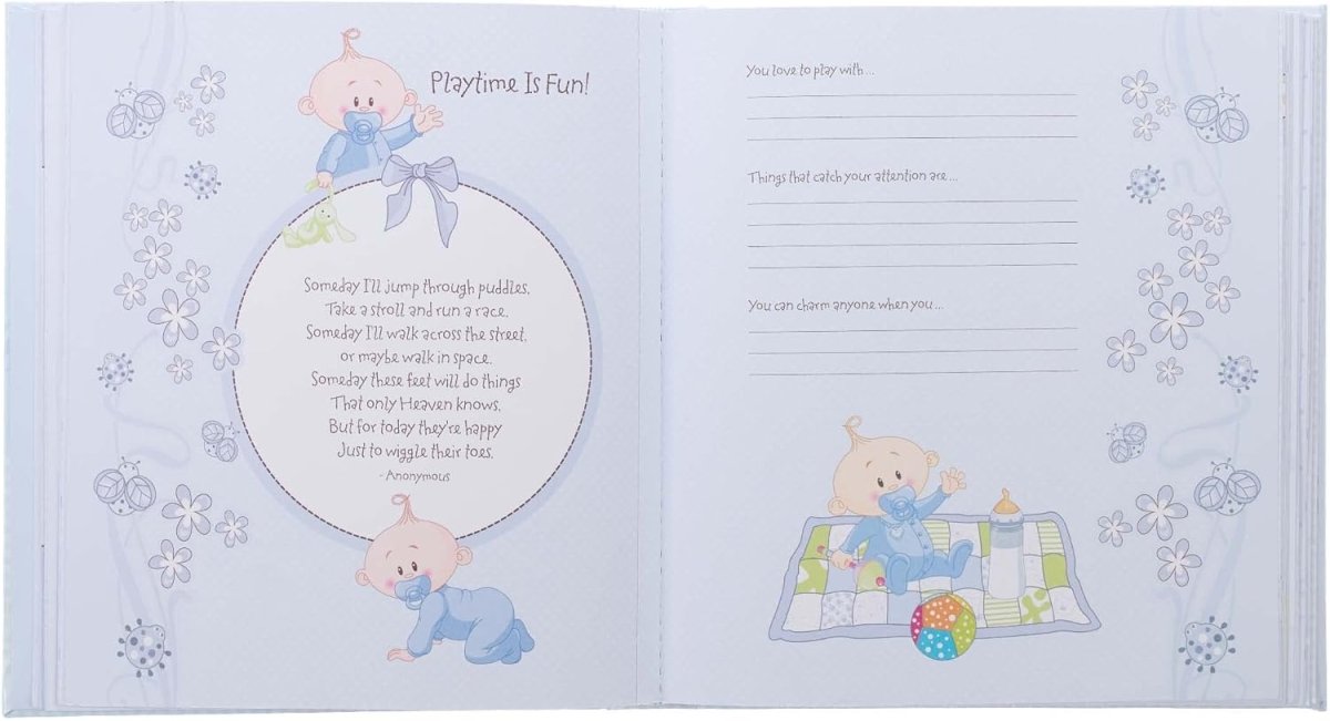 Christian Art Gifts Boy Baby Book of Memories Blue Keepsake Photo Album Our Baby Boy Memory Book Baby Book with Bible Verses, the First Year - LittleTreasures