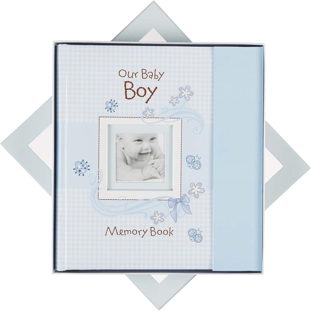 Christian Art Gifts Boy Baby Book of Memories Blue Keepsake Photo Album Our Baby Boy Memory Book Baby Book with Bible Verses, the First Year - LittleTreasures