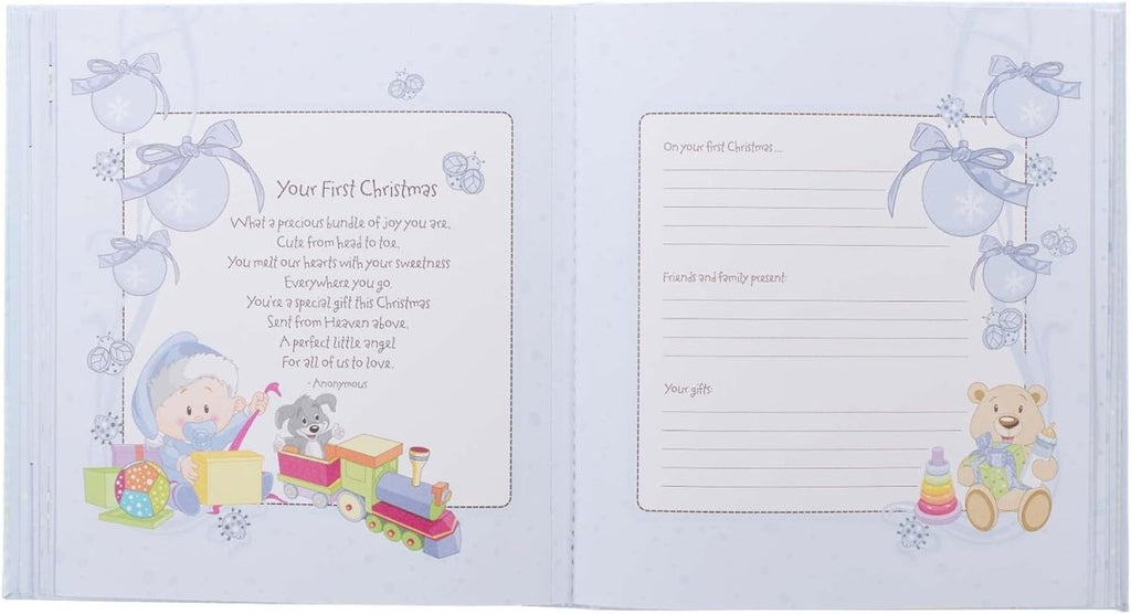 Christian Art Gifts Boy Baby Book of Memories Blue Keepsake Photo Album Our Baby Boy Memory Book Baby Book with Bible Verses, the First Year - LittleTreasures