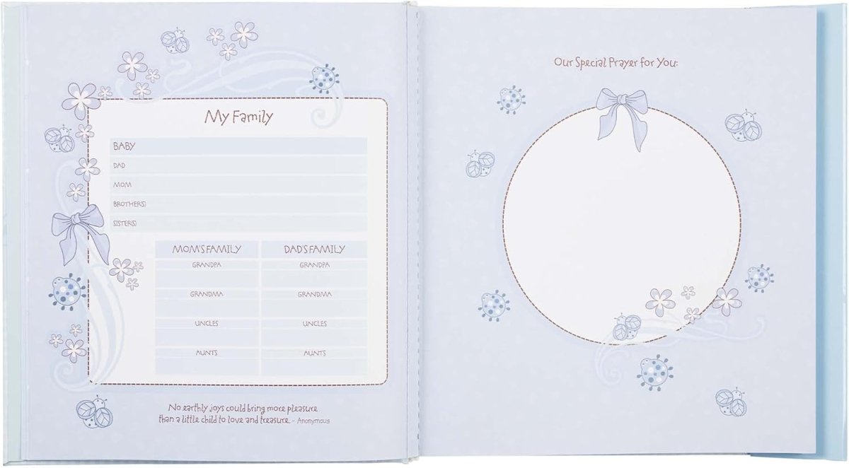 Christian Art Gifts Boy Baby Book of Memories Blue Keepsake Photo Album Our Baby Boy Memory Book Baby Book with Bible Verses, the First Year - LittleTreasures