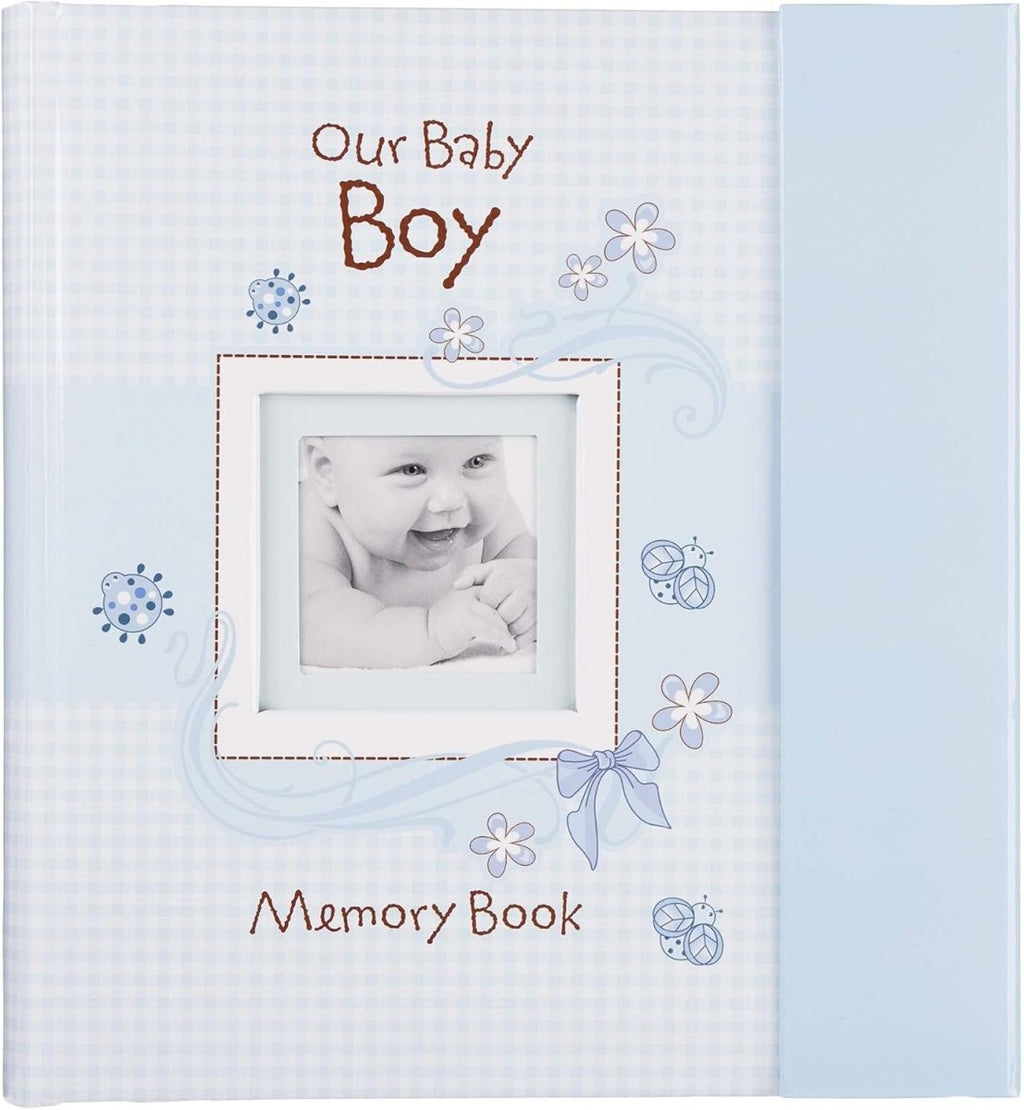 Christian Art Gifts Boy Baby Book of Memories Blue Keepsake Photo Album Our Baby Boy Memory Book Baby Book with Bible Verses, the First Year - LittleTreasures