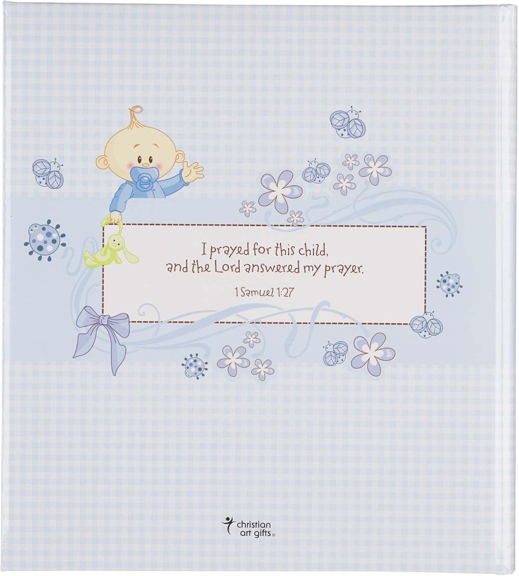 Christian Art Gifts Boy Baby Book of Memories Blue Keepsake Photo Album Our Baby Boy Memory Book Baby Book with Bible Verses, the First Year - LittleTreasures