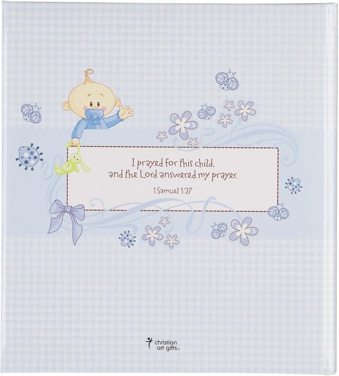 Christian Art Gifts Boy Baby Book of Memories Blue Keepsake Photo Album Our Baby Boy Memory Book Baby Book with Bible Verses, the First Year - LittleTreasures