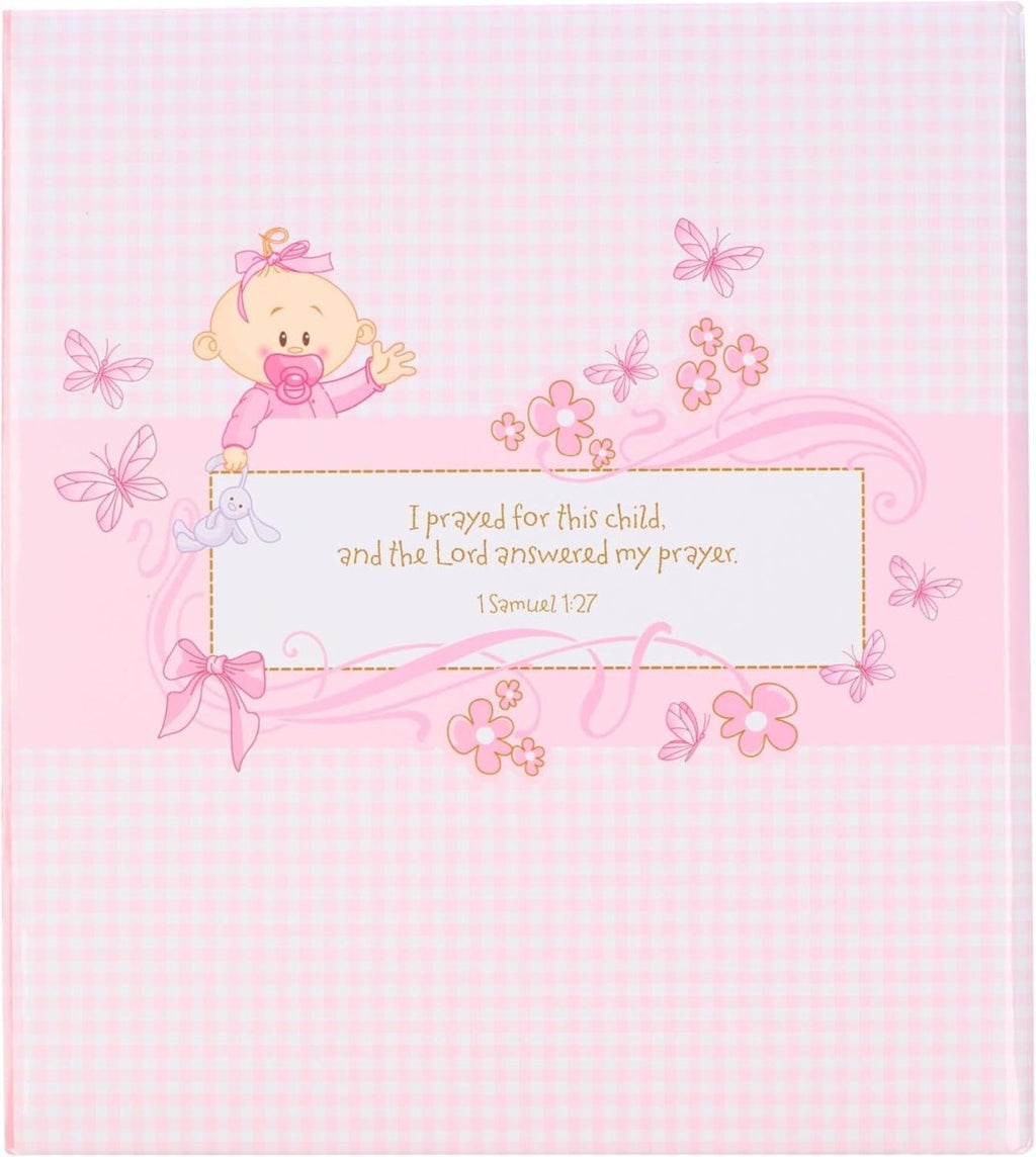 Christian Art Gifts Girl Baby Book of Memories Pink Keepsake Photo Album Our Baby Girl Memory Book Baby Book with Bible Verses, the First Year - LittleTreasures