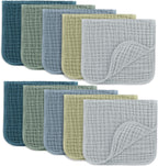 Comfy Cubs 100% Muslin Baby Burp Cloths - 10 Pack, 6 - Layer Absorbent - LittleTreasures