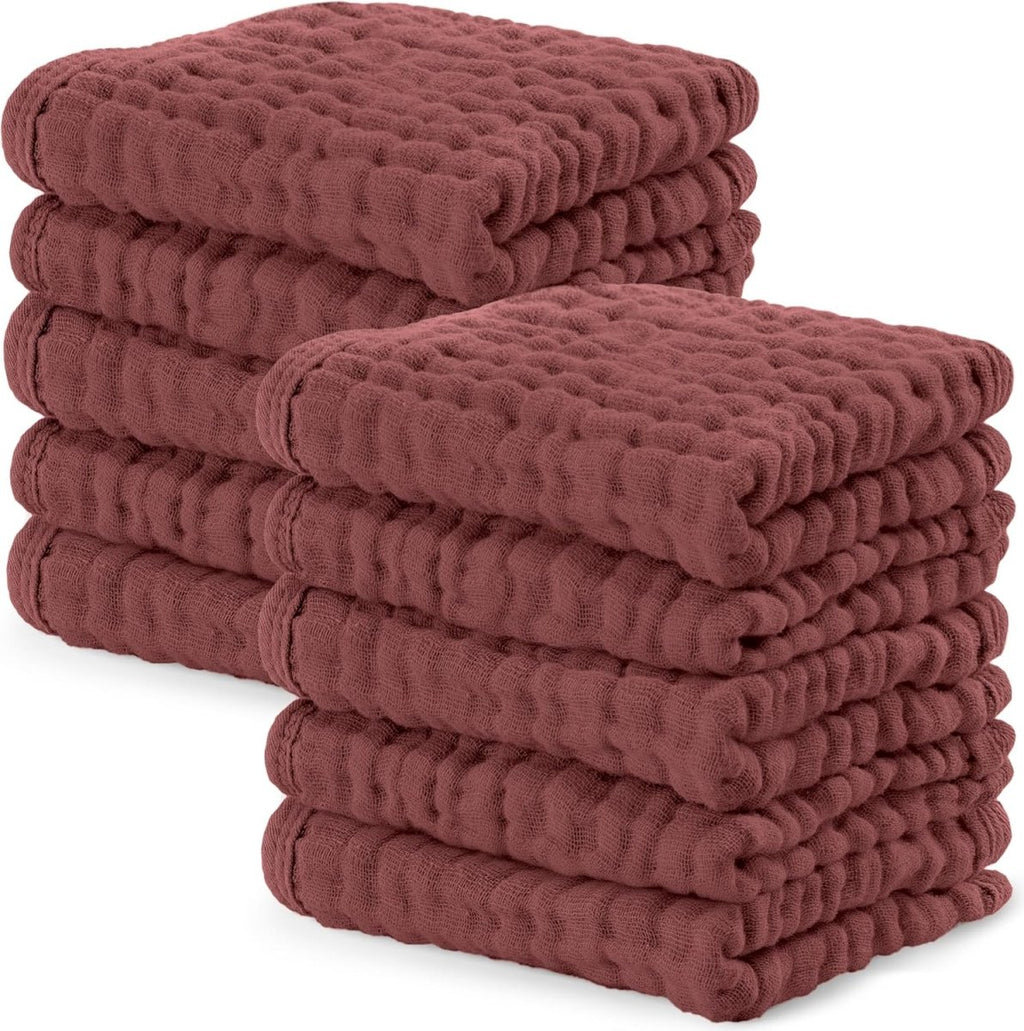 Comfy Cubs 100% Muslin Baby Burp Cloths - 10 Pack, 6 - Layer Absorbent - LittleTreasures