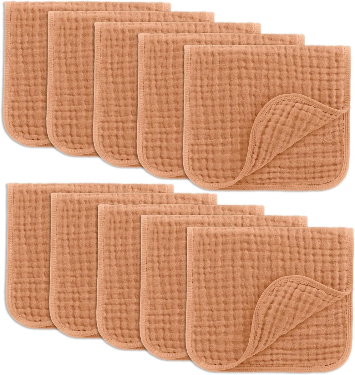 Comfy Cubs 100% Muslin Baby Burp Cloths - 10 Pack, 6 - Layer Absorbent - LittleTreasures