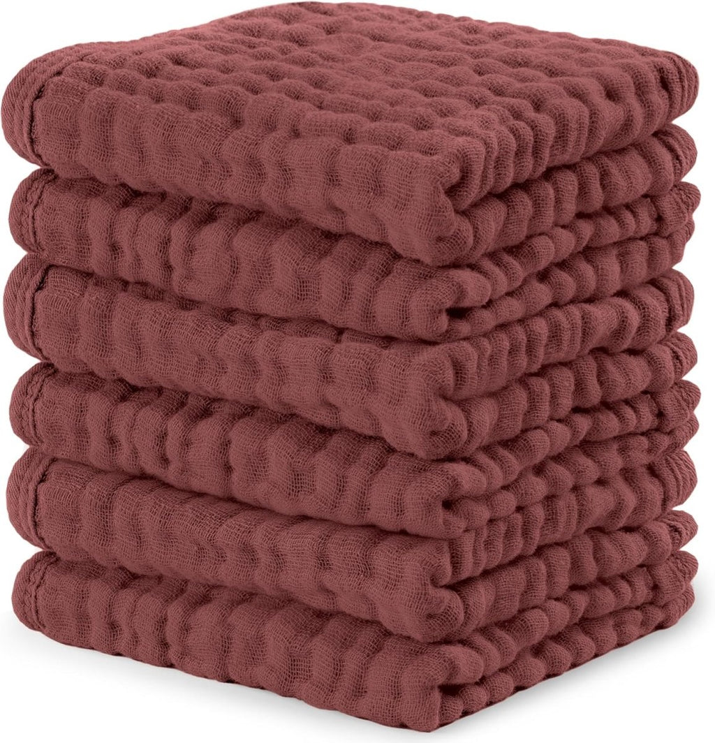 Comfy Cubs 100% Muslin Baby Burp Cloths - 10 Pack, 6 - Layer Absorbent - LittleTreasures