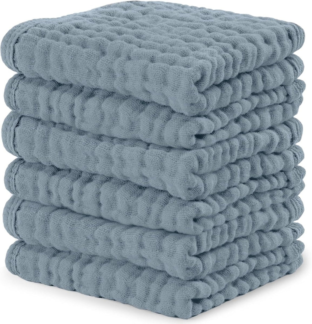 Comfy Cubs 100% Muslin Baby Burp Cloths - 10 Pack, 6 - Layer Absorbent - LittleTreasures