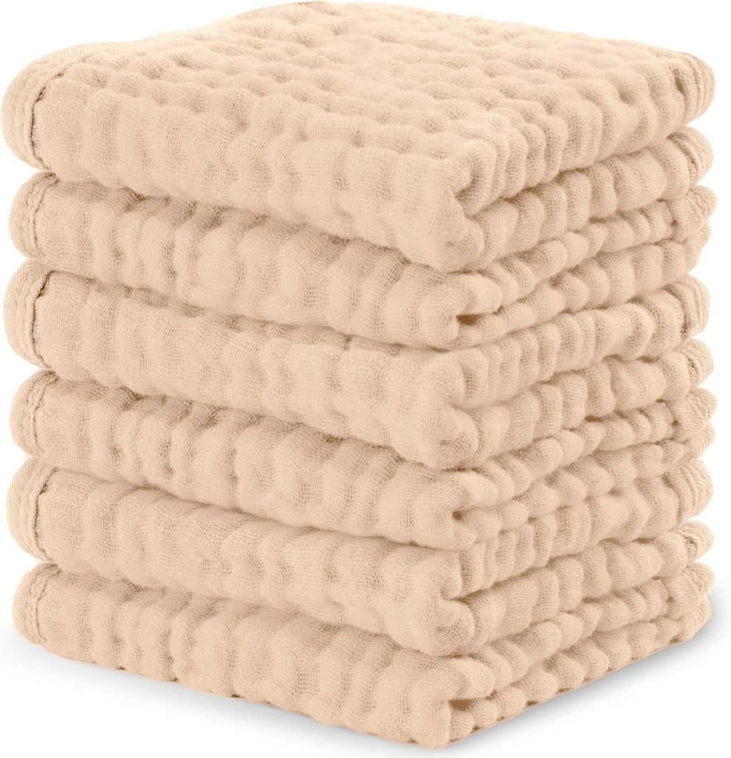 Comfy Cubs 100% Muslin Baby Burp Cloths - 10 Pack, 6 - Layer Absorbent - LittleTreasures