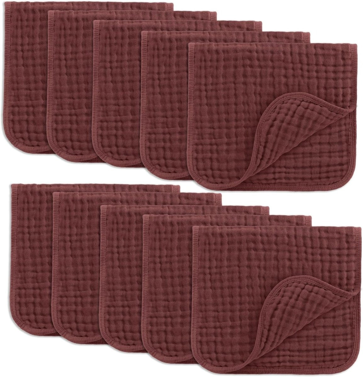 Comfy Cubs 100% Muslin Baby Burp Cloths - 10 Pack, 6 - Layer Absorbent - LittleTreasures