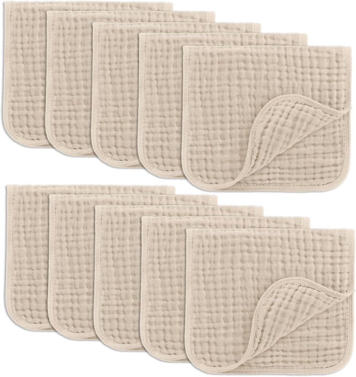 Comfy Cubs 100% Muslin Baby Burp Cloths - 10 Pack, 6 - Layer Absorbent - LittleTreasures