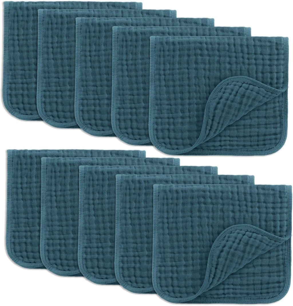 Comfy Cubs 100% Muslin Baby Burp Cloths - 10 Pack, 6 - Layer Absorbent - LittleTreasures