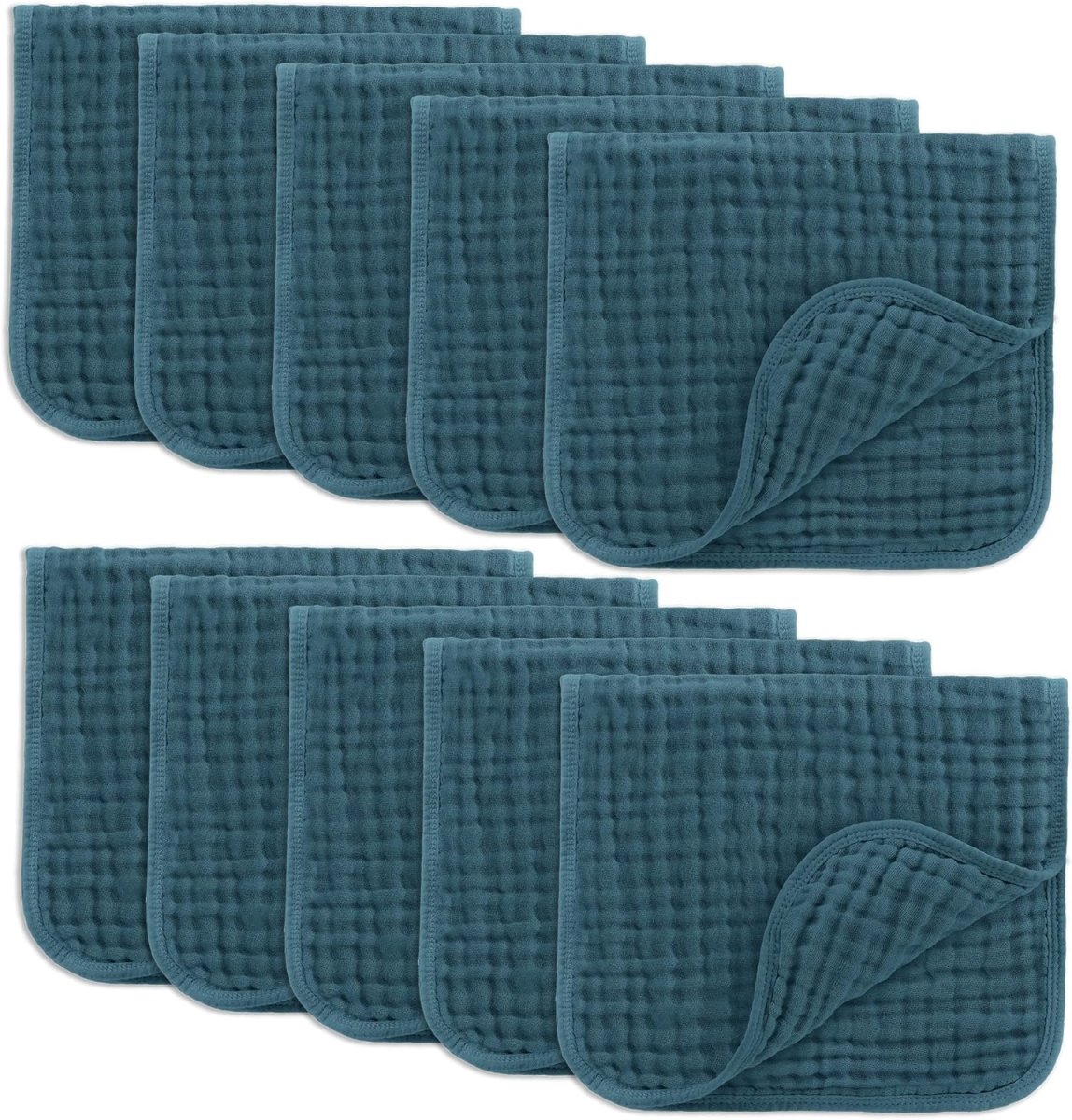 Comfy Cubs 100% Muslin Baby Burp Cloths - 10 Pack, 6 - Layer Absorbent - LittleTreasures