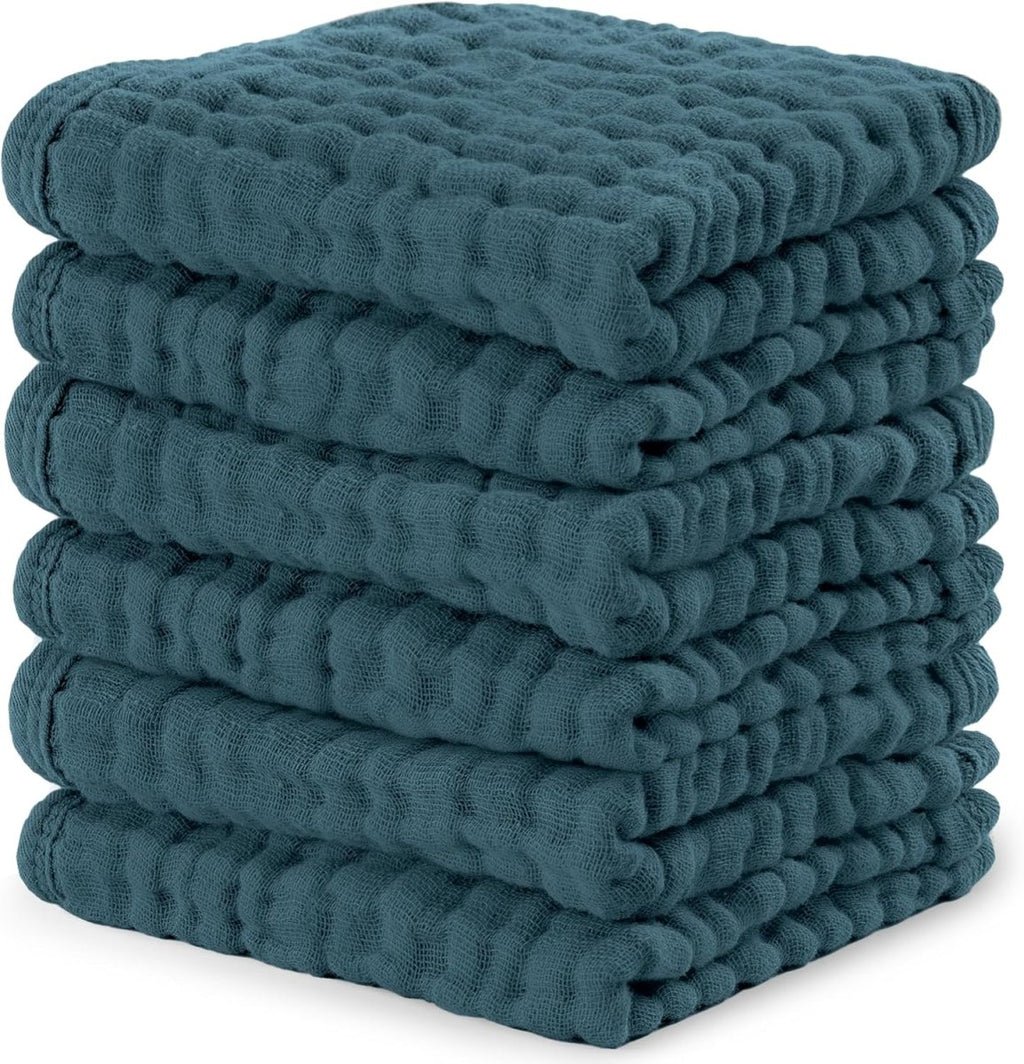 Comfy Cubs 100% Muslin Baby Burp Cloths - 10 Pack, 6 - Layer Absorbent - LittleTreasures