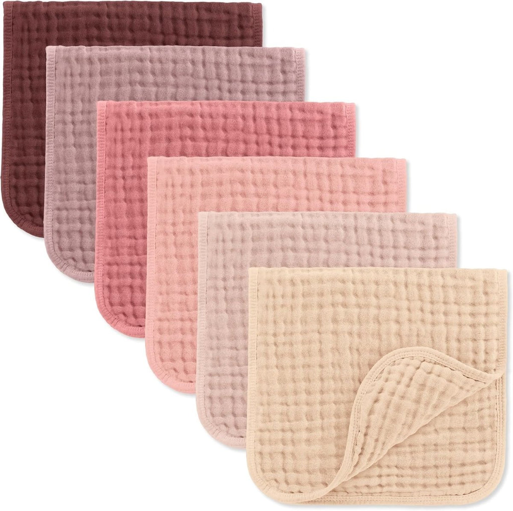 Comfy Cubs 100% Muslin Baby Burp Cloths - 10 Pack, 6 - Layer Absorbent - LittleTreasures