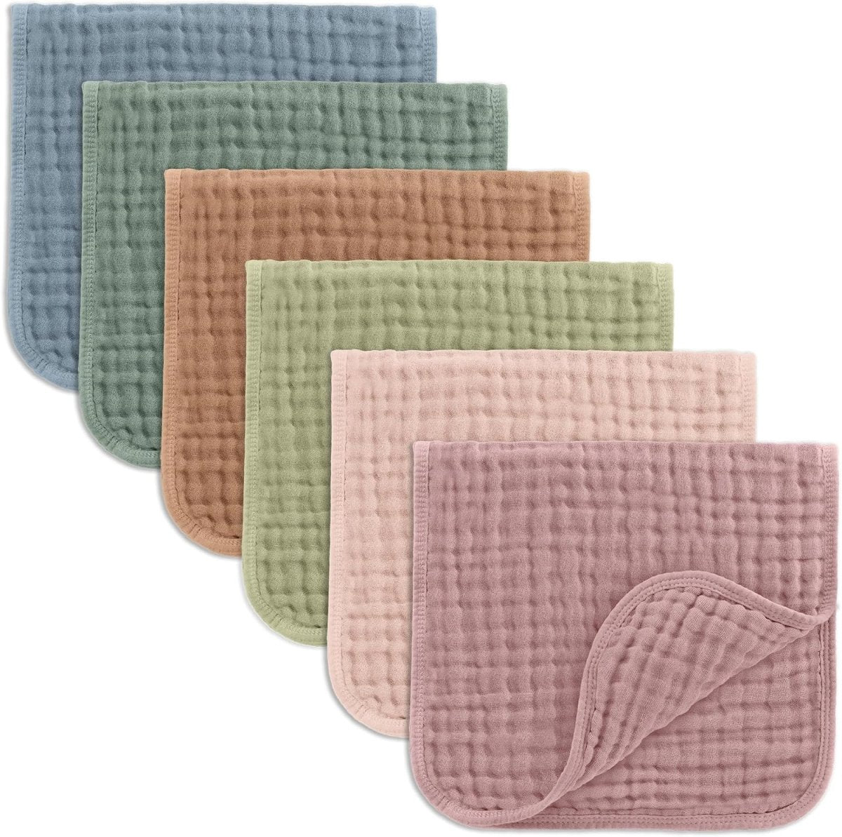 Comfy Cubs 100% Muslin Baby Burp Cloths - 10 Pack, 6 - Layer Absorbent - LittleTreasures