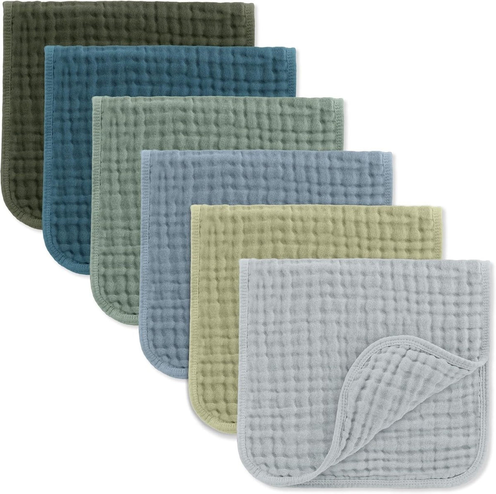 Comfy Cubs 100% Muslin Baby Burp Cloths - 10 Pack, 6 - Layer Absorbent - LittleTreasures