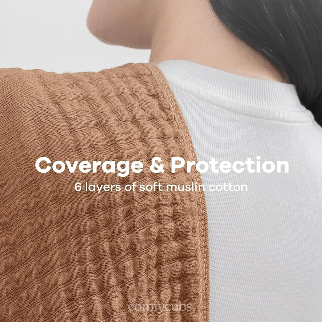 Comfy Cubs 100% Muslin Baby Burp Cloths - 10 Pack, 6 - Layer Absorbent - LittleTreasures