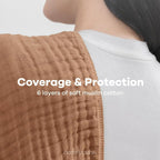 Comfy Cubs 100% Muslin Baby Burp Cloths - 10 Pack, 6 - Layer Absorbent - LittleTreasures