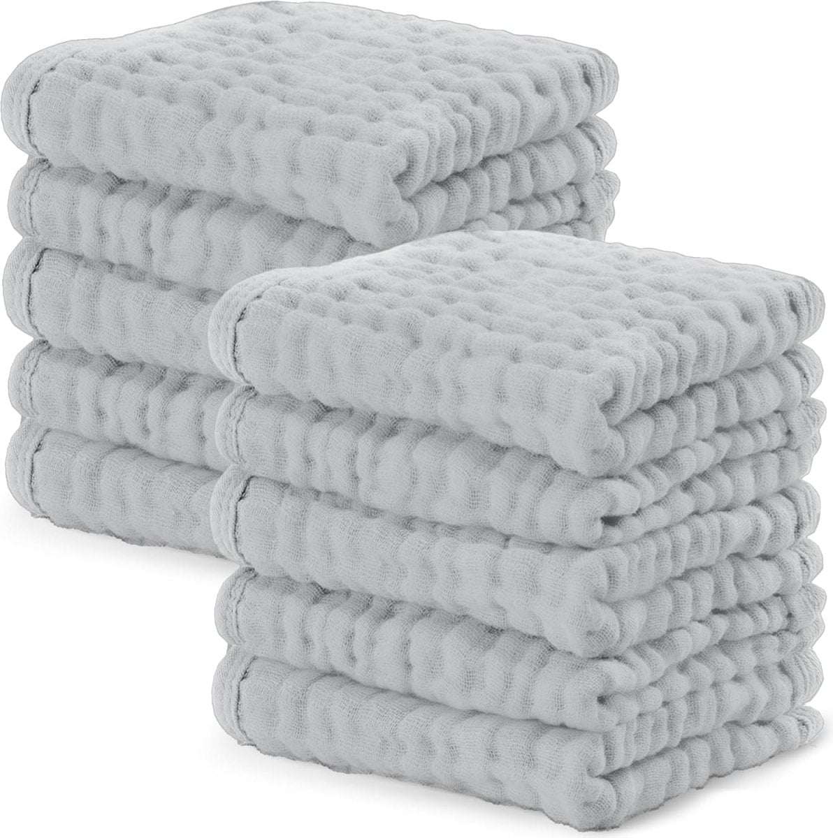 Comfy Cubs 100% Muslin Baby Burp Cloths - 10 Pack, 6 - Layer Absorbent - LittleTreasures