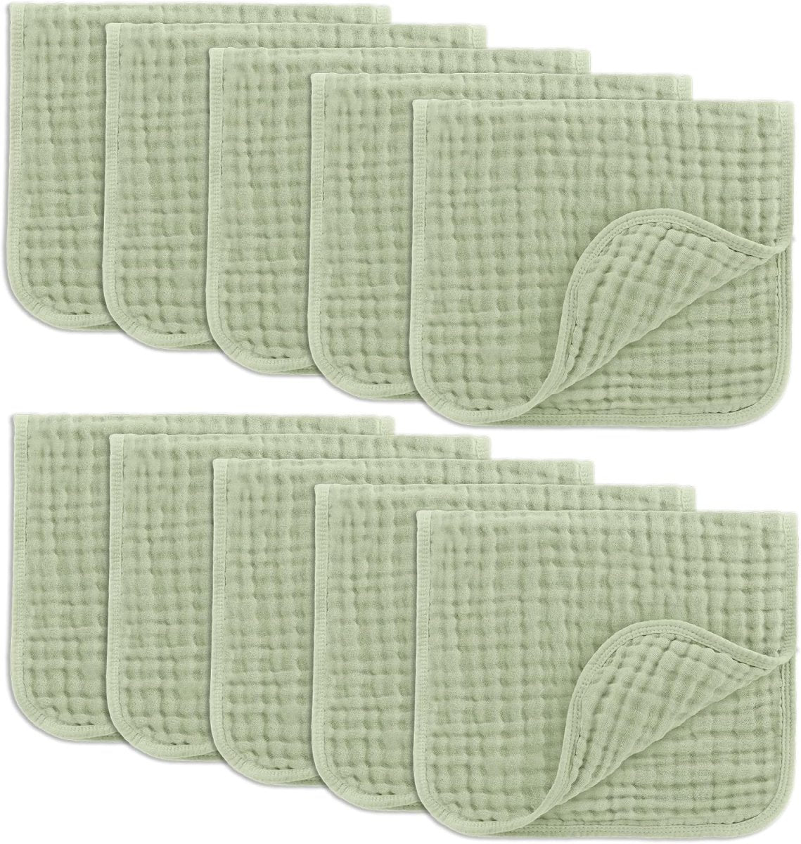 Comfy Cubs 100% Muslin Baby Burp Cloths - 10 Pack, 6 - Layer Absorbent - LittleTreasures