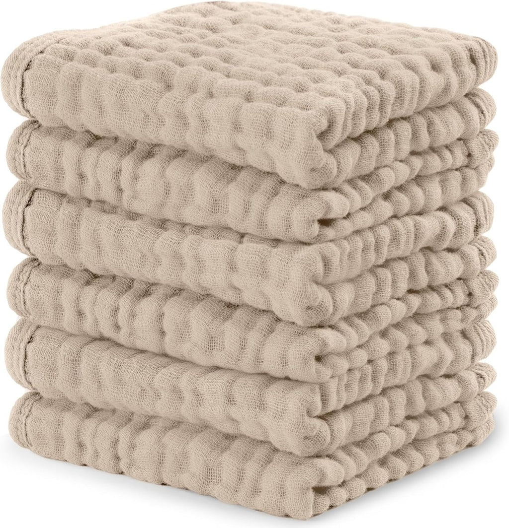 Comfy Cubs 100% Muslin Baby Burp Cloths - 10 Pack, 6 - Layer Absorbent - LittleTreasures