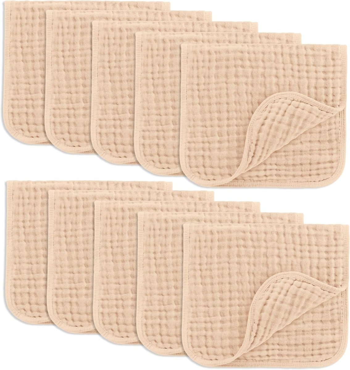 Comfy Cubs 100% Muslin Baby Burp Cloths - 10 Pack, 6 - Layer Absorbent - LittleTreasures