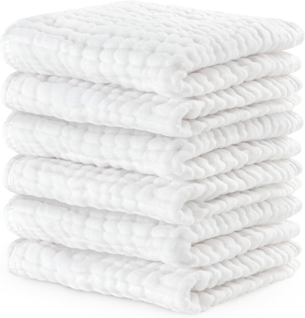 Comfy Cubs 100% Muslin Baby Burp Cloths - 10 Pack, 6 - Layer Absorbent - LittleTreasures