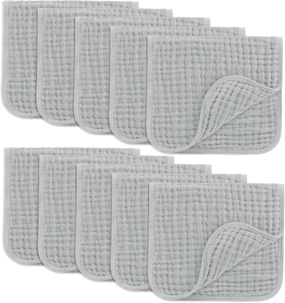 Comfy Cubs 100% Muslin Baby Burp Cloths - 10 Pack, 6 - Layer Absorbent - LittleTreasures