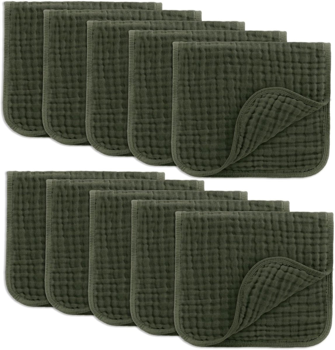 Comfy Cubs 100% Muslin Baby Burp Cloths - 10 Pack, 6 - Layer Absorbent - LittleTreasures