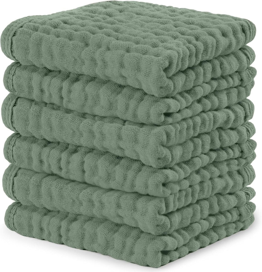 Comfy Cubs 100% Muslin Baby Burp Cloths - 10 Pack, 6 - Layer Absorbent - LittleTreasures