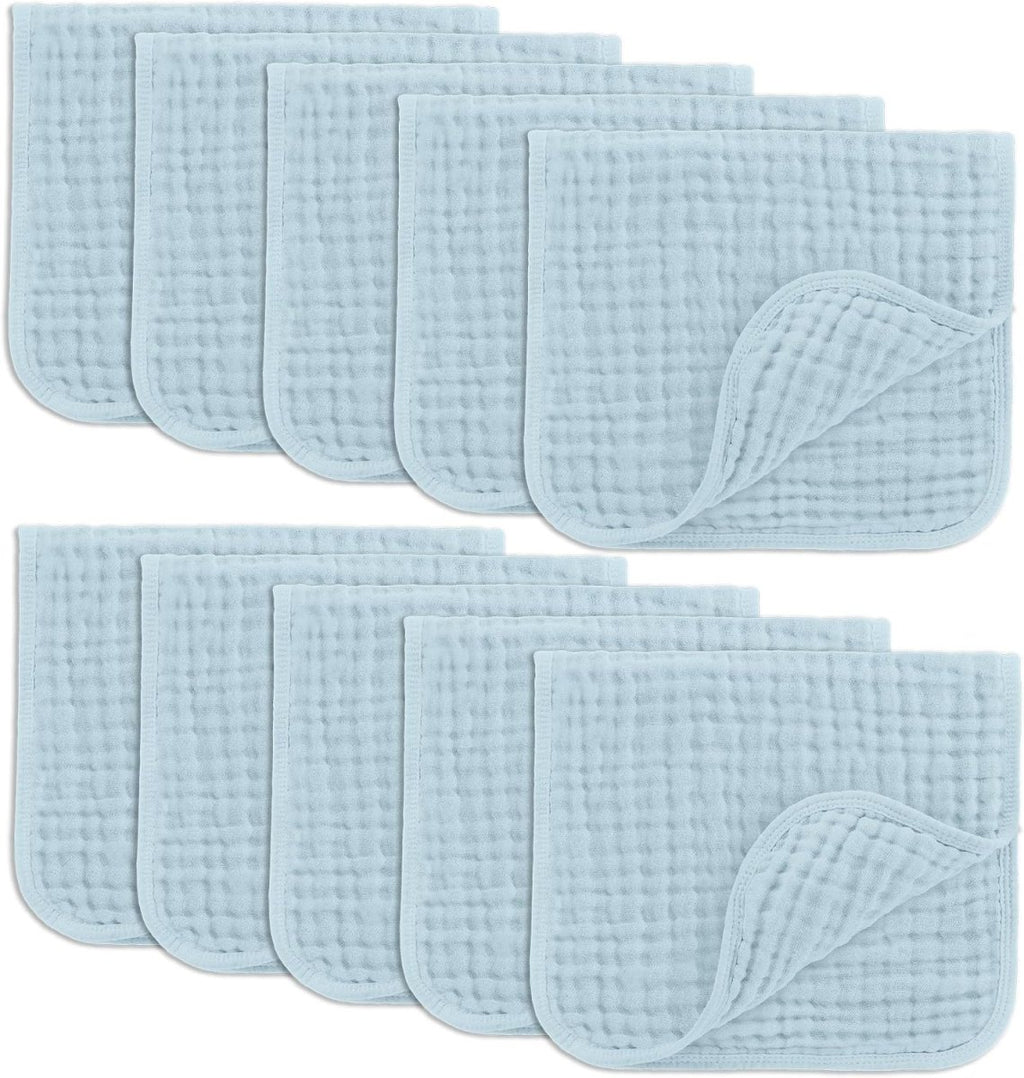 Comfy Cubs 100% Muslin Baby Burp Cloths - 10 Pack, 6 - Layer Absorbent - LittleTreasures