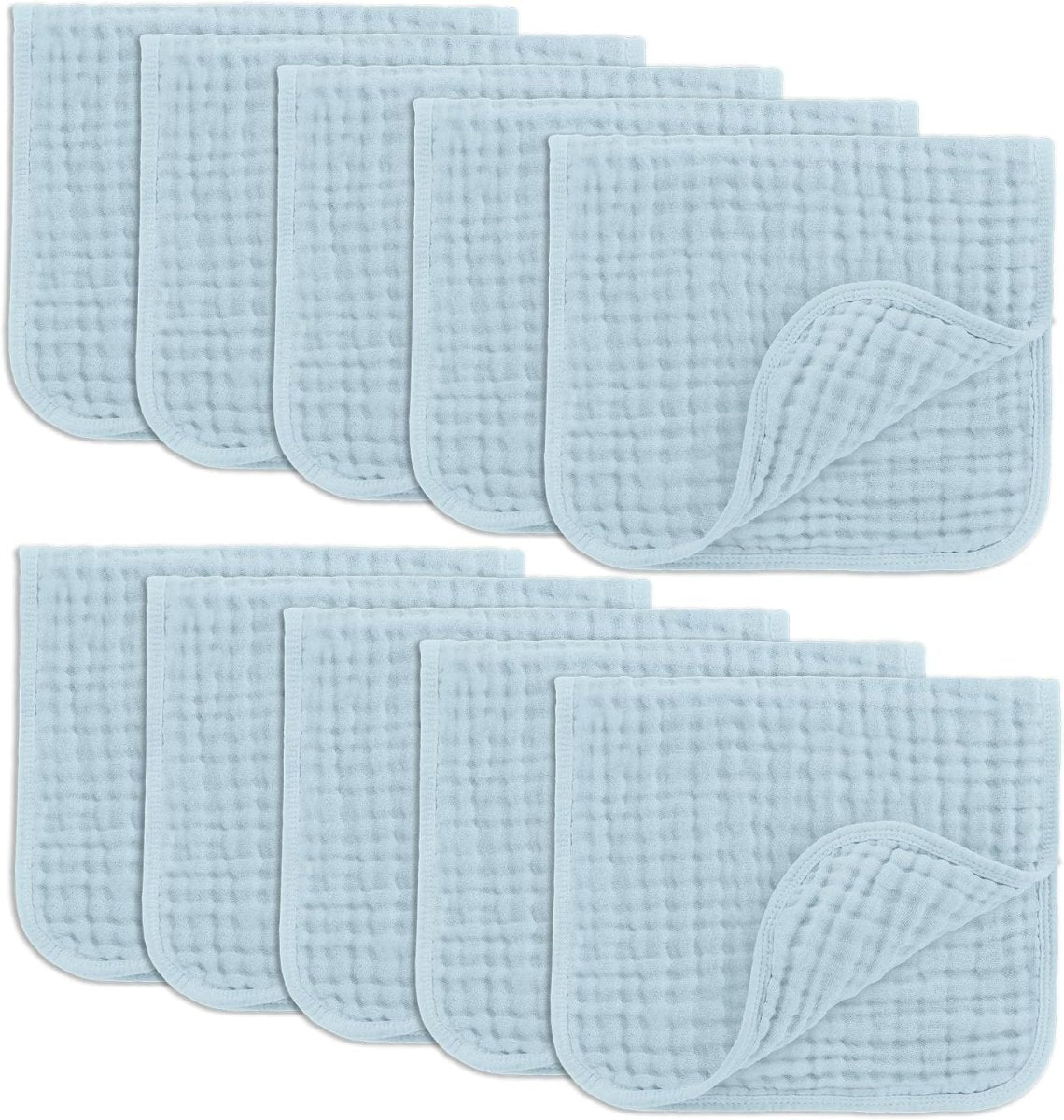 Comfy Cubs 100% Muslin Baby Burp Cloths - 10 Pack, 6 - Layer Absorbent - LittleTreasures