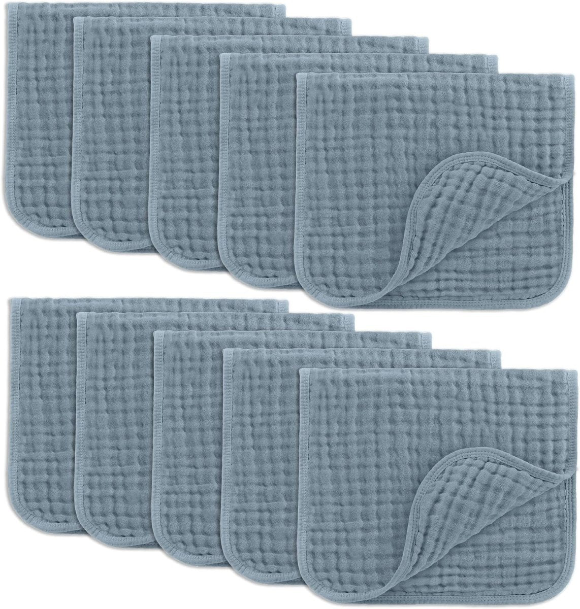 Comfy Cubs 100% Muslin Baby Burp Cloths - 10 Pack, 6 - Layer Absorbent - LittleTreasures