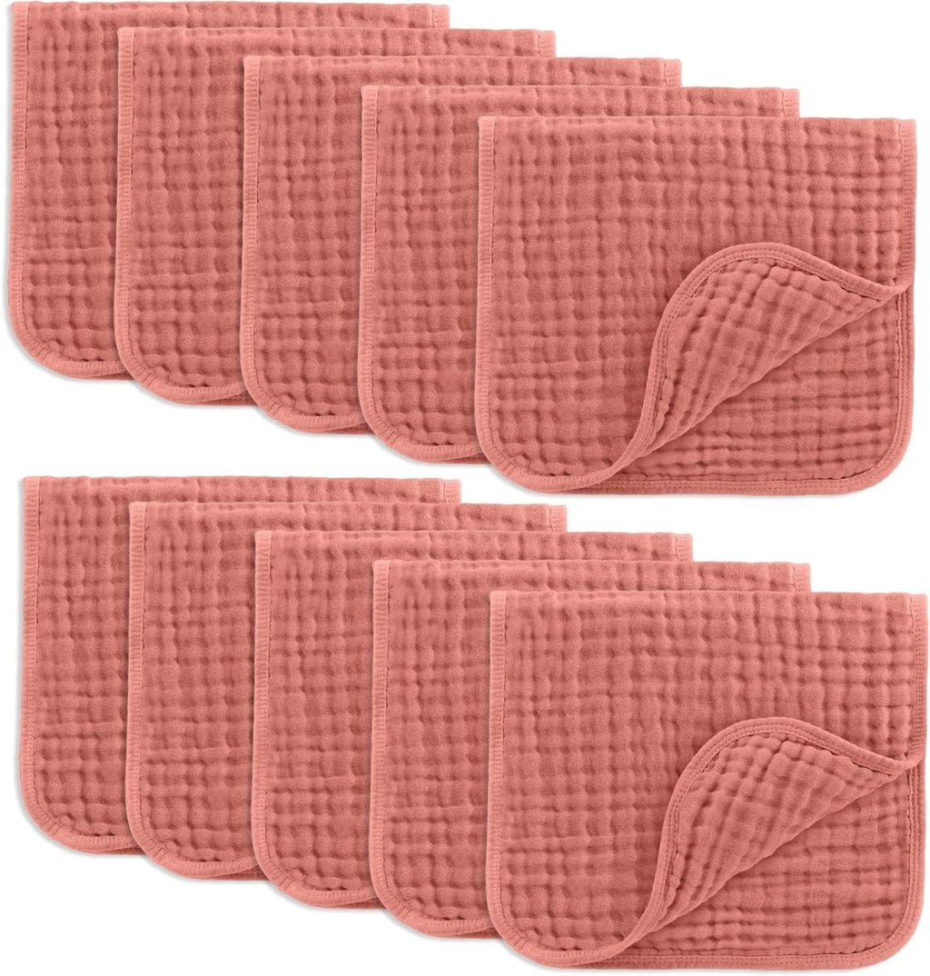 Comfy Cubs 100% Muslin Baby Burp Cloths - 10 Pack, 6 - Layer Absorbent - LittleTreasures