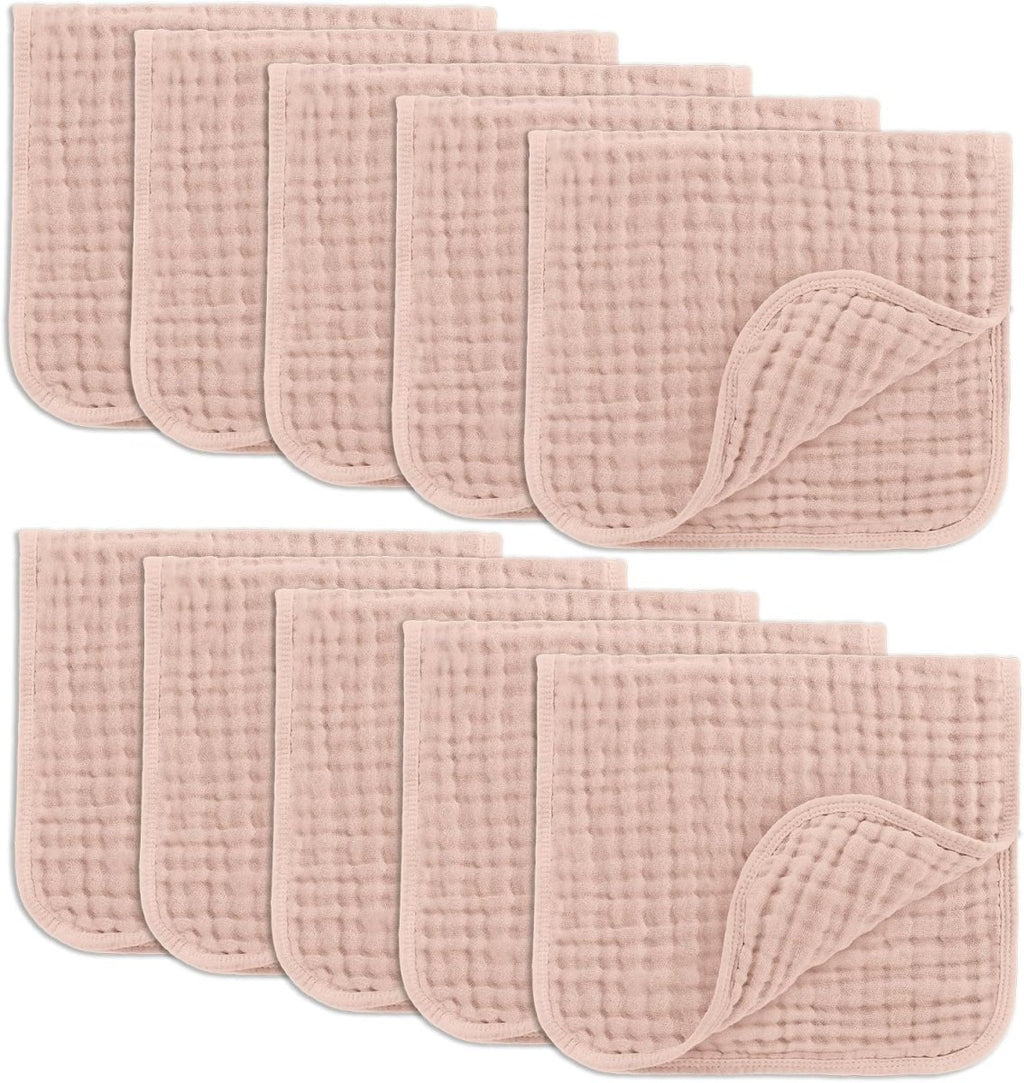 Comfy Cubs 100% Muslin Baby Burp Cloths - 10 Pack, 6 - Layer Absorbent - LittleTreasures