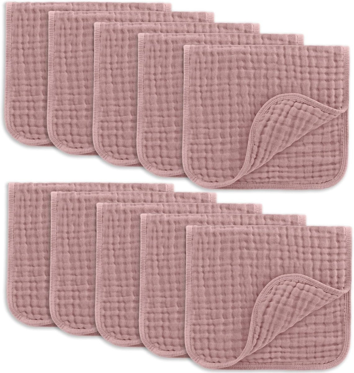 Comfy Cubs 100% Muslin Baby Burp Cloths - 10 Pack, 6 - Layer Absorbent - LittleTreasures