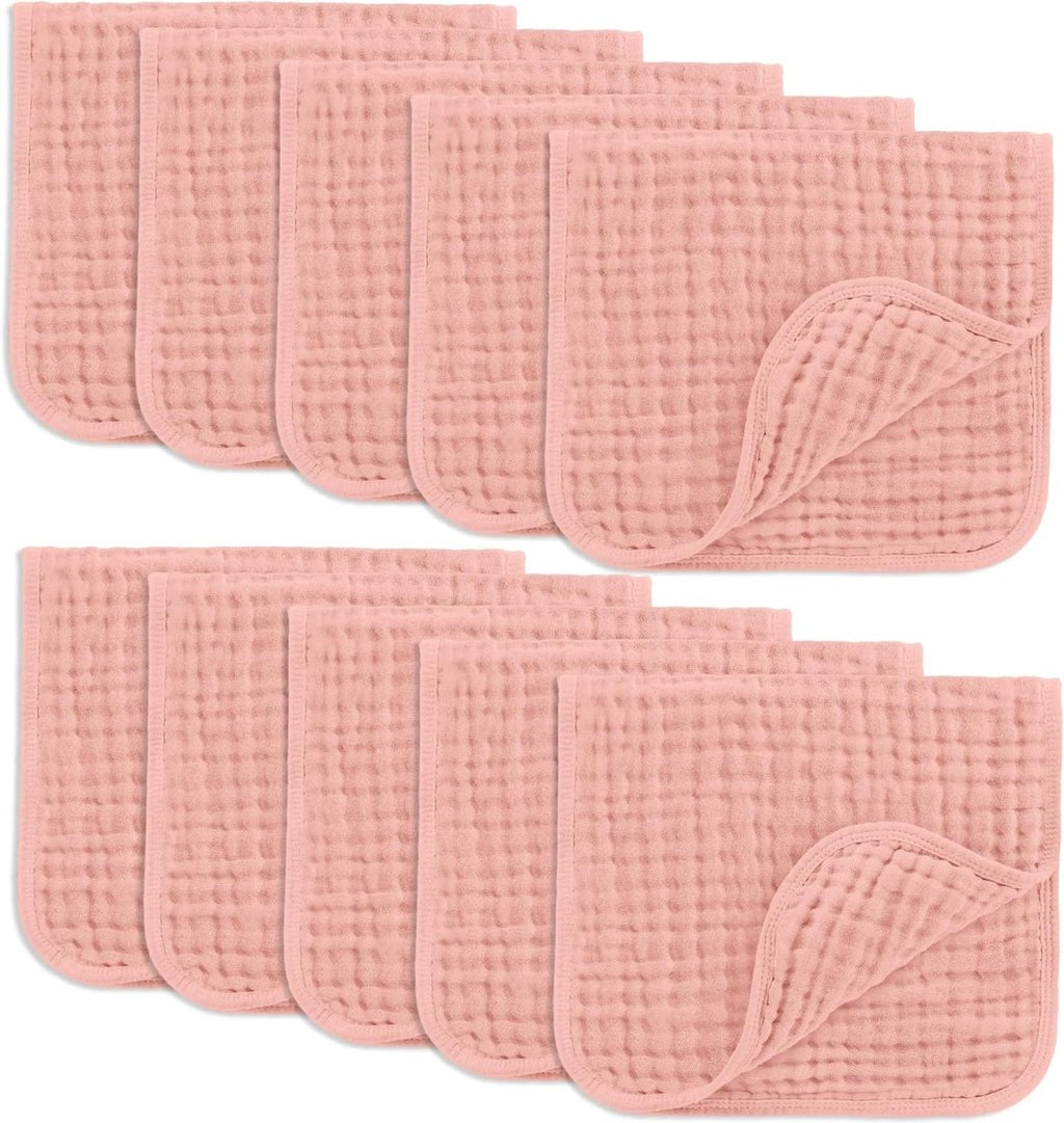 Comfy Cubs 100% Muslin Baby Burp Cloths - 10 Pack, 6 - Layer Absorbent - LittleTreasures
