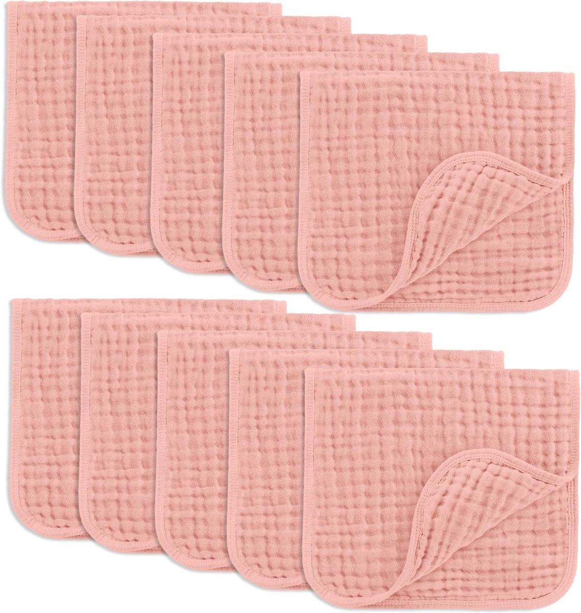 Comfy Cubs 100% Muslin Baby Burp Cloths - 10 Pack, 6 - Layer Absorbent - LittleTreasures