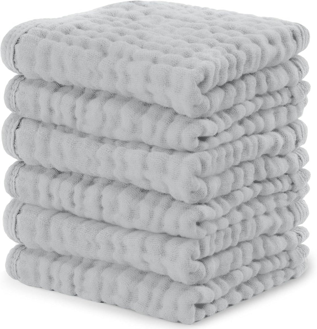Comfy Cubs 100% Muslin Baby Burp Cloths - 10 Pack, 6 - Layer Absorbent - LittleTreasures