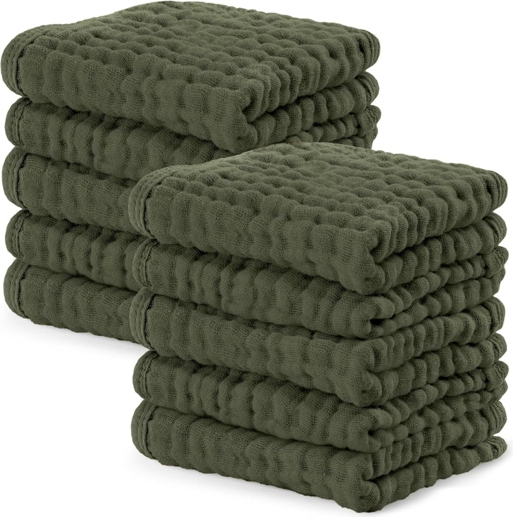 Comfy Cubs 100% Muslin Baby Burp Cloths - 10 Pack, 6 - Layer Absorbent - LittleTreasures