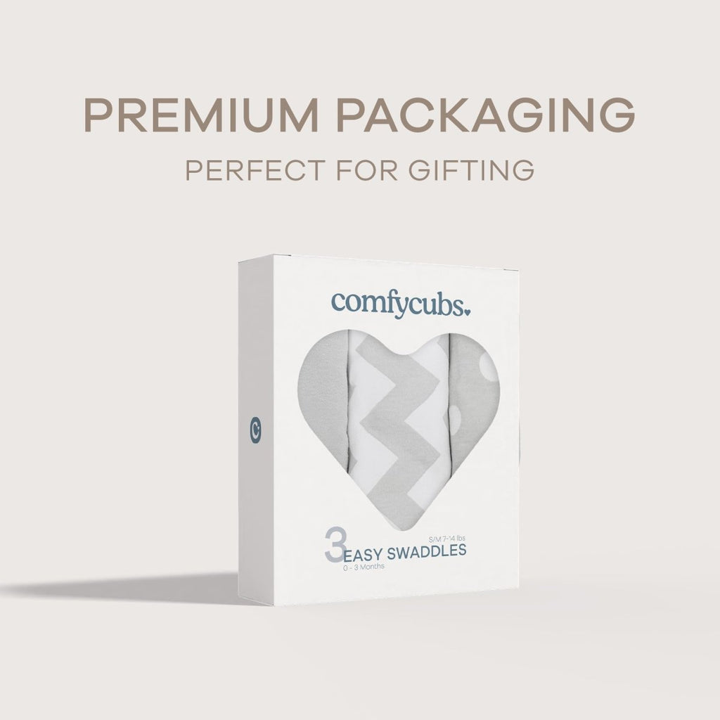 Comfy Cubs Easy Swaddle Blanket, 3 Pack - 100% Cotton Newborn Wrap, Small for 0 - 3 Months Infants, Breathable and Durable Sleep Sack for Babies - Stone, Sage, Azul - LittleTreasures