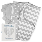 Comfy Cubs Easy Swaddle Blanket, 3 Pack - 100% Cotton Newborn Wrap, Small for 0 - 3 Months Infants, Breathable and Durable Sleep Sack for Babies - Stone, Sage, Azul - LittleTreasures
