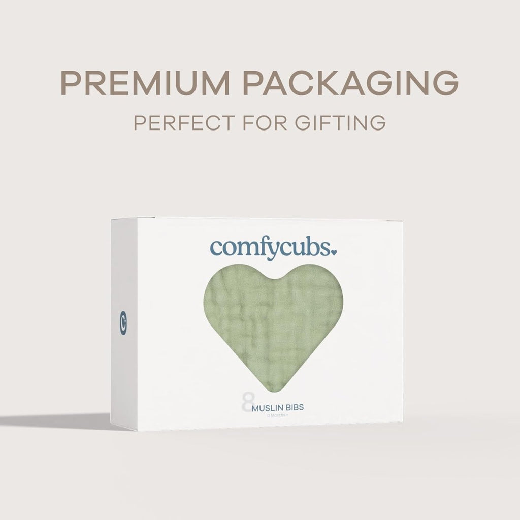 Comfy Cubs Muslin Baby Bibs, Drool Bibs, Adjustable with Easy Snaps, Teething & Drooling, Absorbent Bibs for Boys & Girls - LittleTreasures