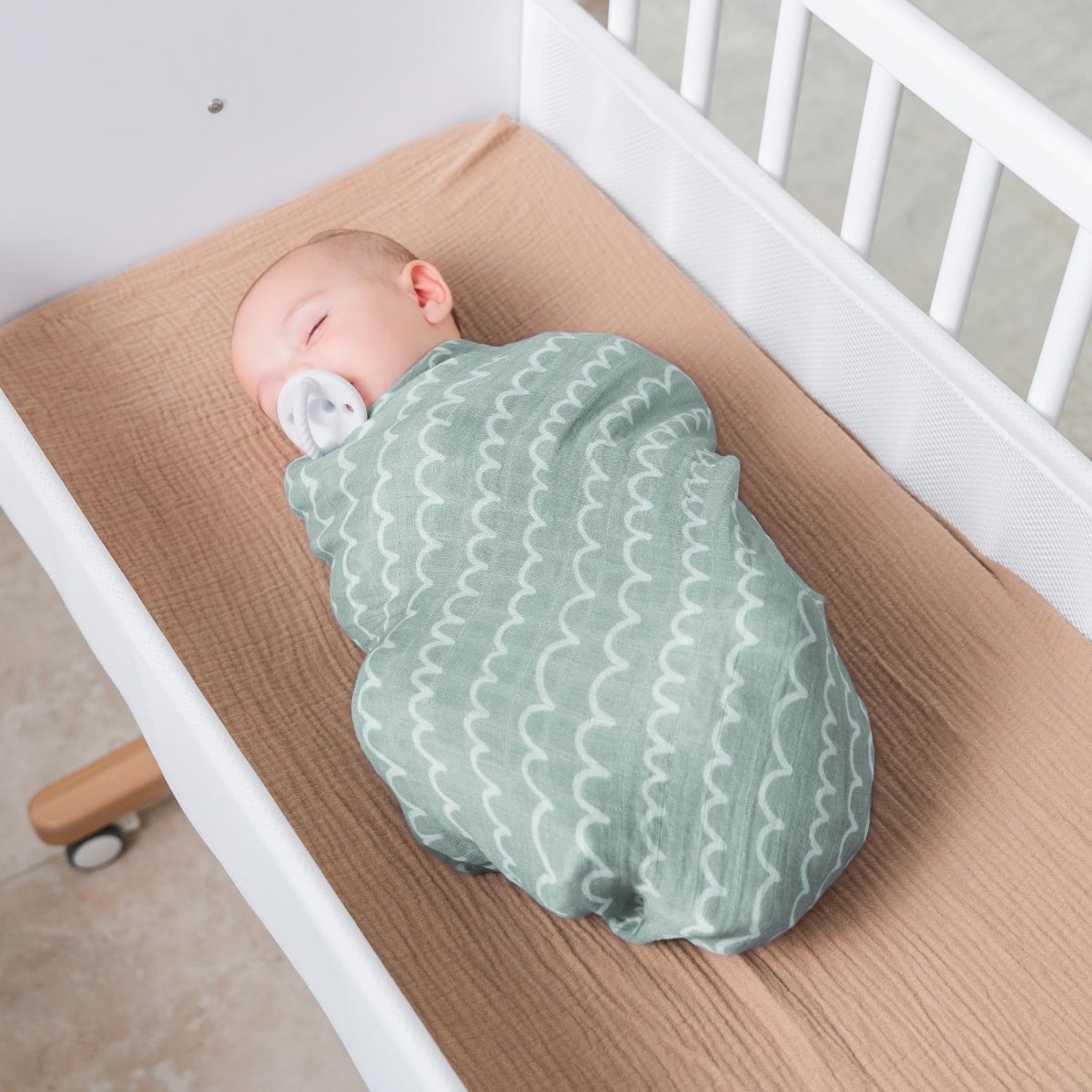 Comfy Cubs Muslin Swaddle Blankets Pack of 4 - 119 x 119 cm, Soft Cotton Baby Blanket Set, Large Swaddling Wraps for Newborns - Self - Soothing Baby Swaddle - Sun, Rainbow, Rain, Doodle - LittleTreasures