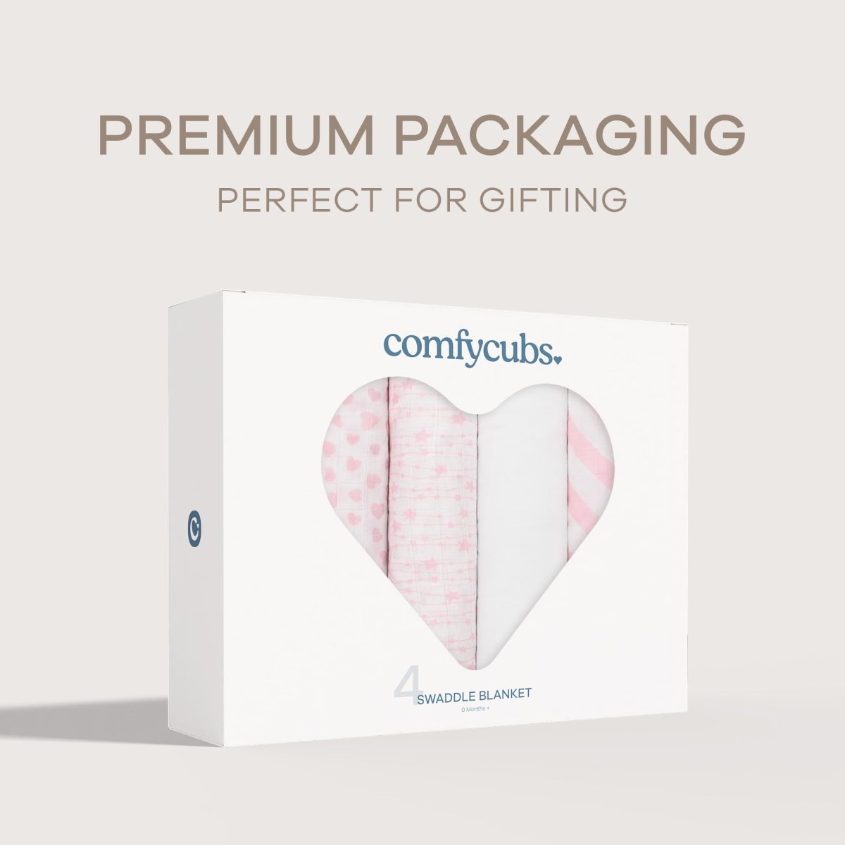 Comfy Cubs Muslin Swaddle Blankets Pack of 4 - 119 x 119 cm, Soft Cotton Baby Blanket Set, Large Swaddling Wraps for Newborns - Self - Soothing Baby Swaddle - Sun, Rainbow, Rain, Doodle - LittleTreasures