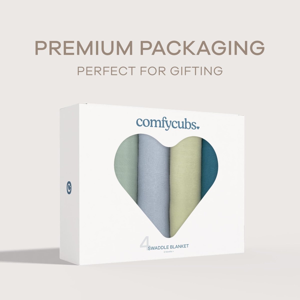 Comfy Cubs Muslin Swaddle Blankets Pack of 4 - 119 x 119 cm, Soft Cotton Baby Blanket Set, Large Swaddling Wraps for Newborns - Self - Soothing Baby Swaddle - Sun, Rainbow, Rain, Doodle - LittleTreasures