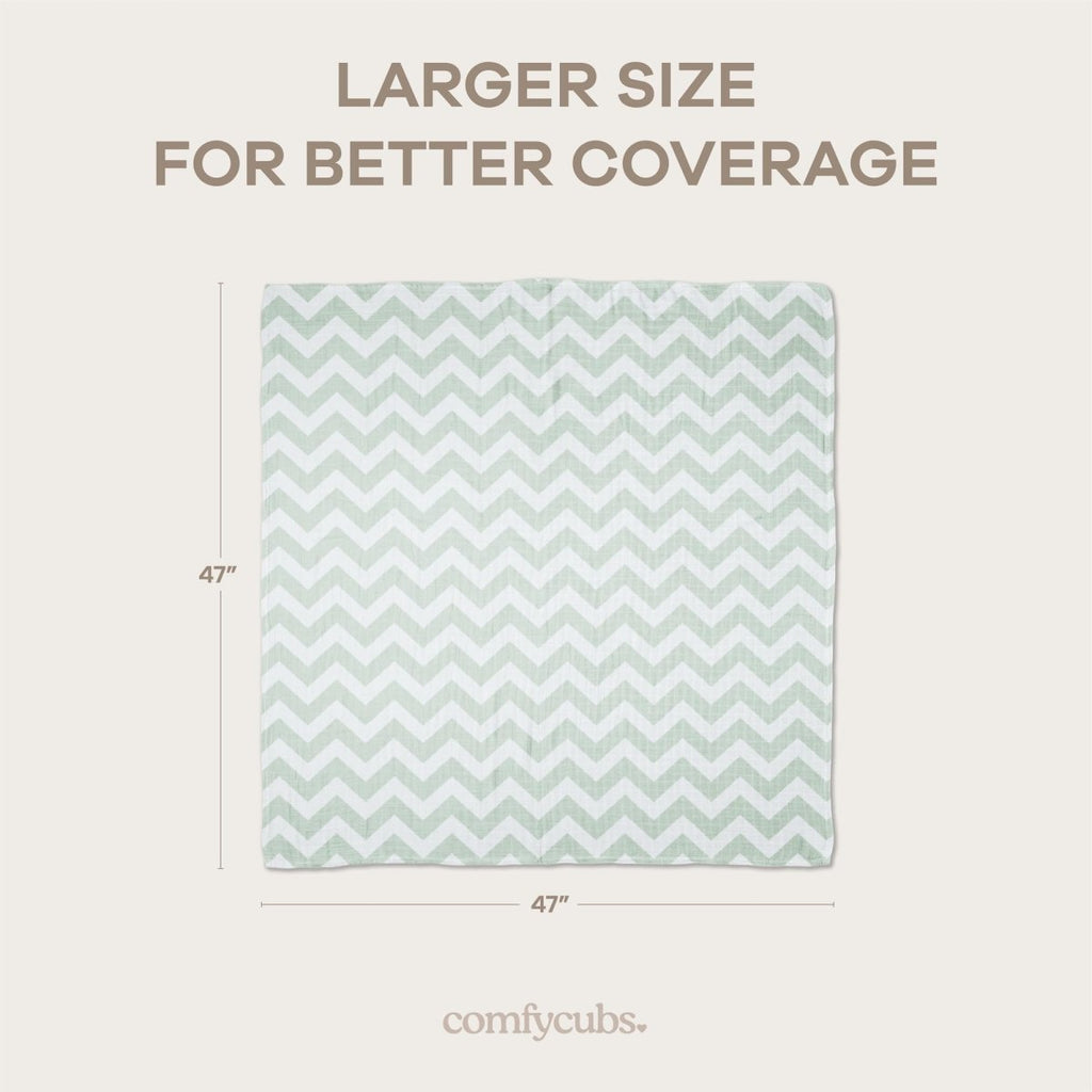 Comfy Cubs Muslin Swaddle Blankets Pack of 4 - 119 x 119 cm, Soft Cotton Baby Blanket Set, Large Swaddling Wraps for Newborns - Self - Soothing Baby Swaddle - Sun, Rainbow, Rain, Doodle - LittleTreasures